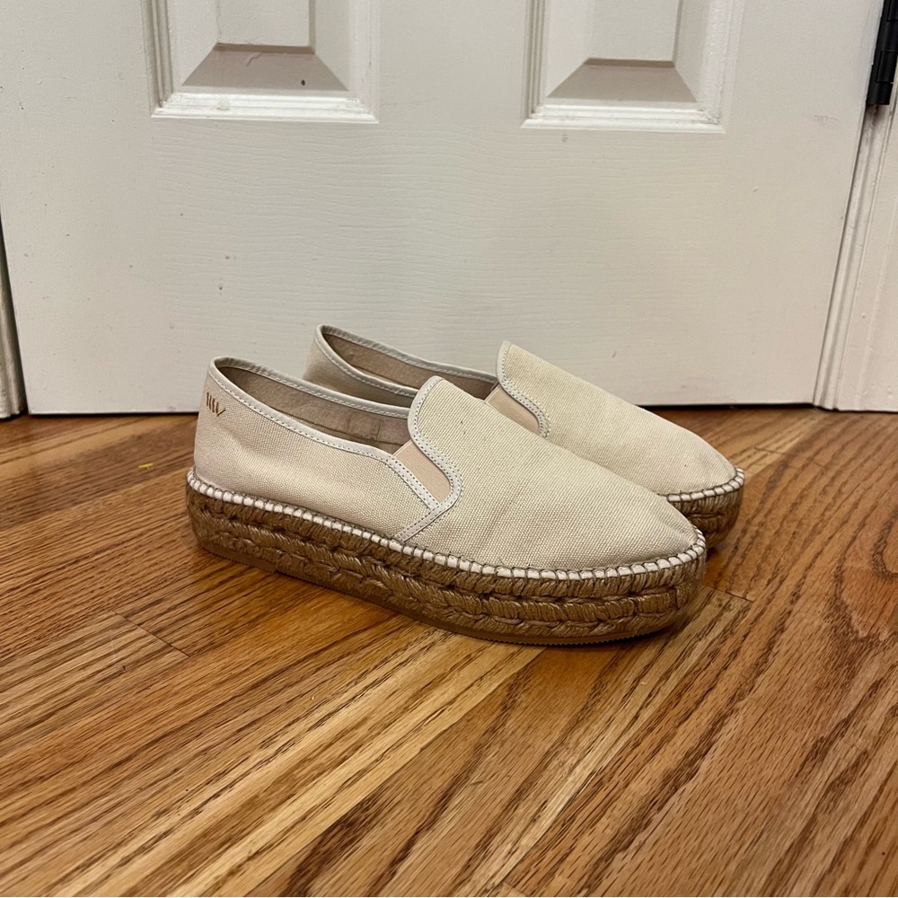 VISCATA Castell Canvas Espadrilles Platforms Beige Slip On Shoes Size 9
